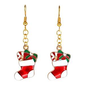 Festive Christmas Stocking Earrings | Holiday Dangle Jewelry